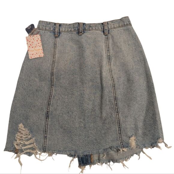 Free People Surfs up‎ Wrap Denim Mini Skirt nwt women's size 27 - Picture 4 of 7
